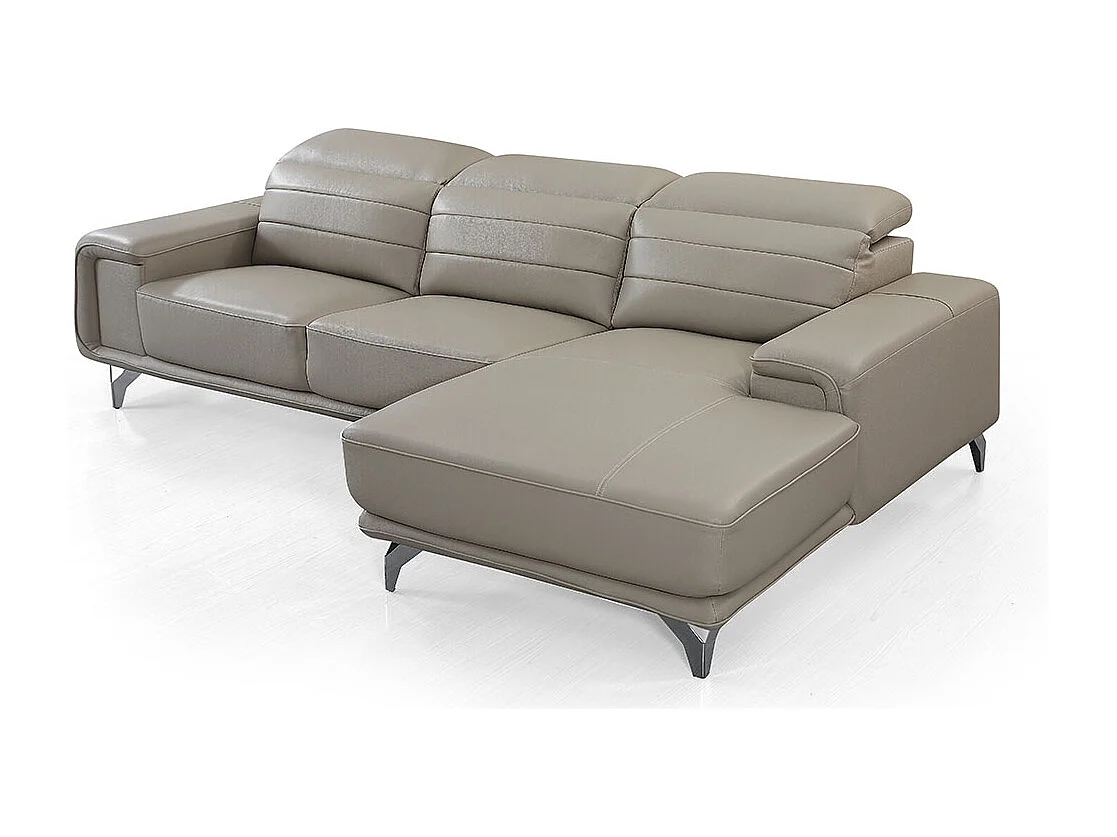 Canapé d'angle en cuir KARL Beige - Angle Droit