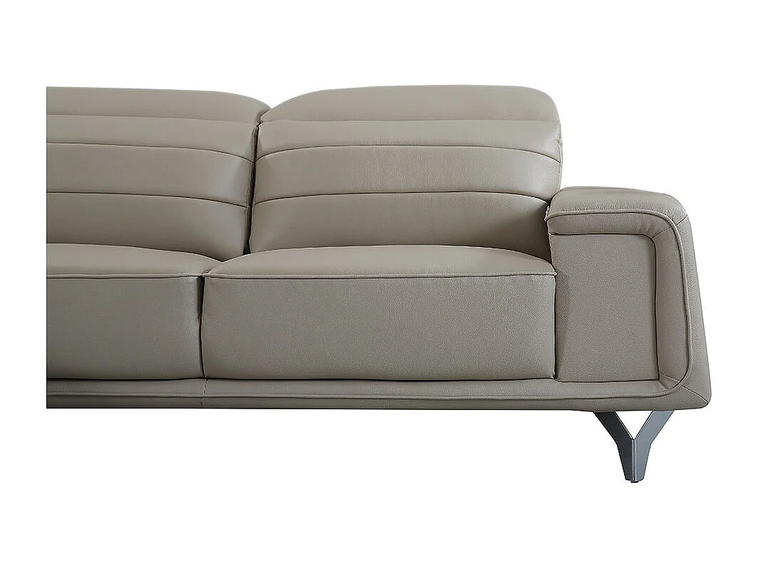 Canapé d'angle en cuir KARL Beige - Angle Droit