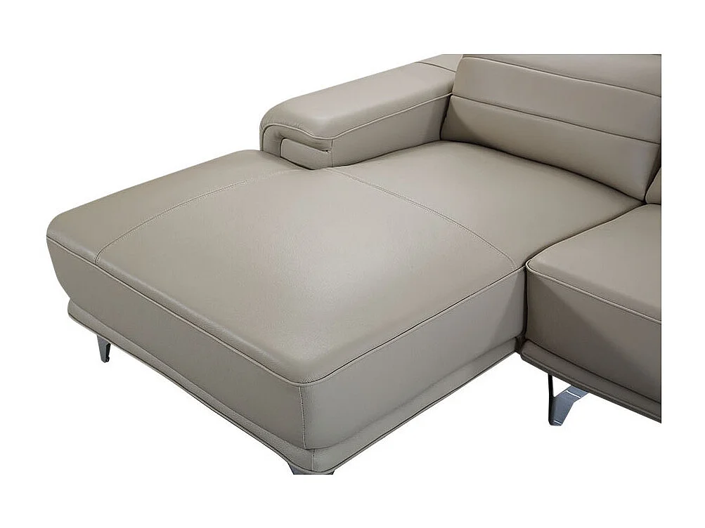 Canapé d'angle en cuir KARL Beige - Angle Droit