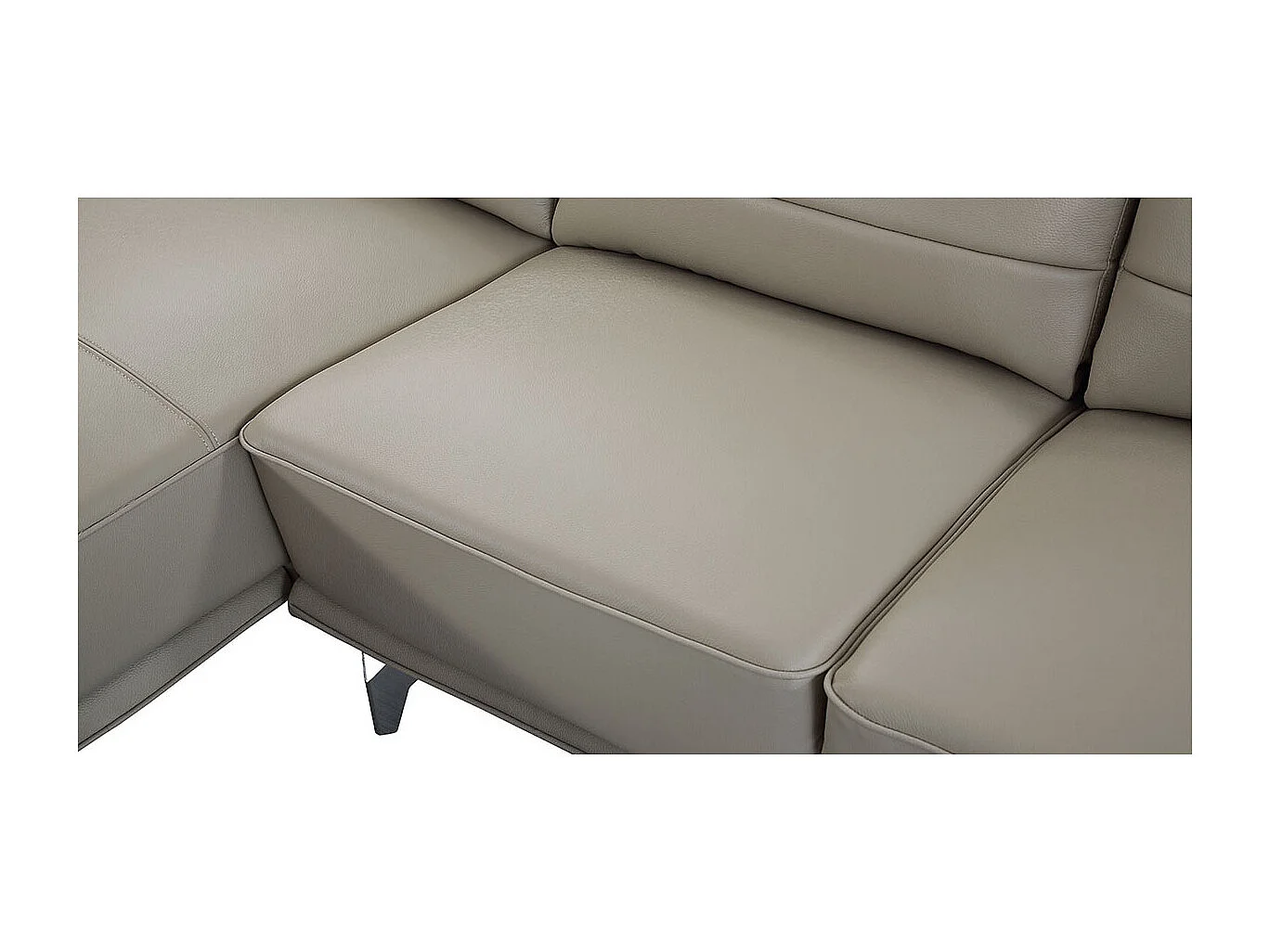 Canapé d'angle en cuir KARL Beige - Angle Droit