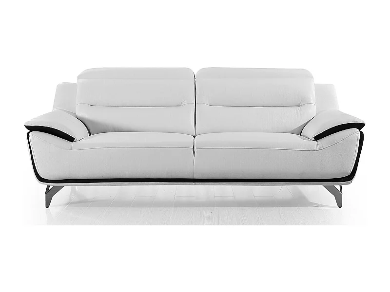 Canapé 3 places en cuir JUDE Blanc - Angle Droit