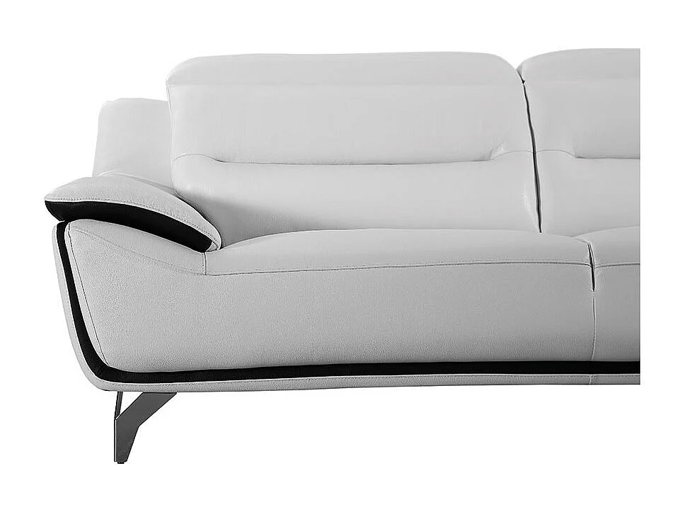 Canapé 3 places en cuir JUDE Blanc - Angle Droit