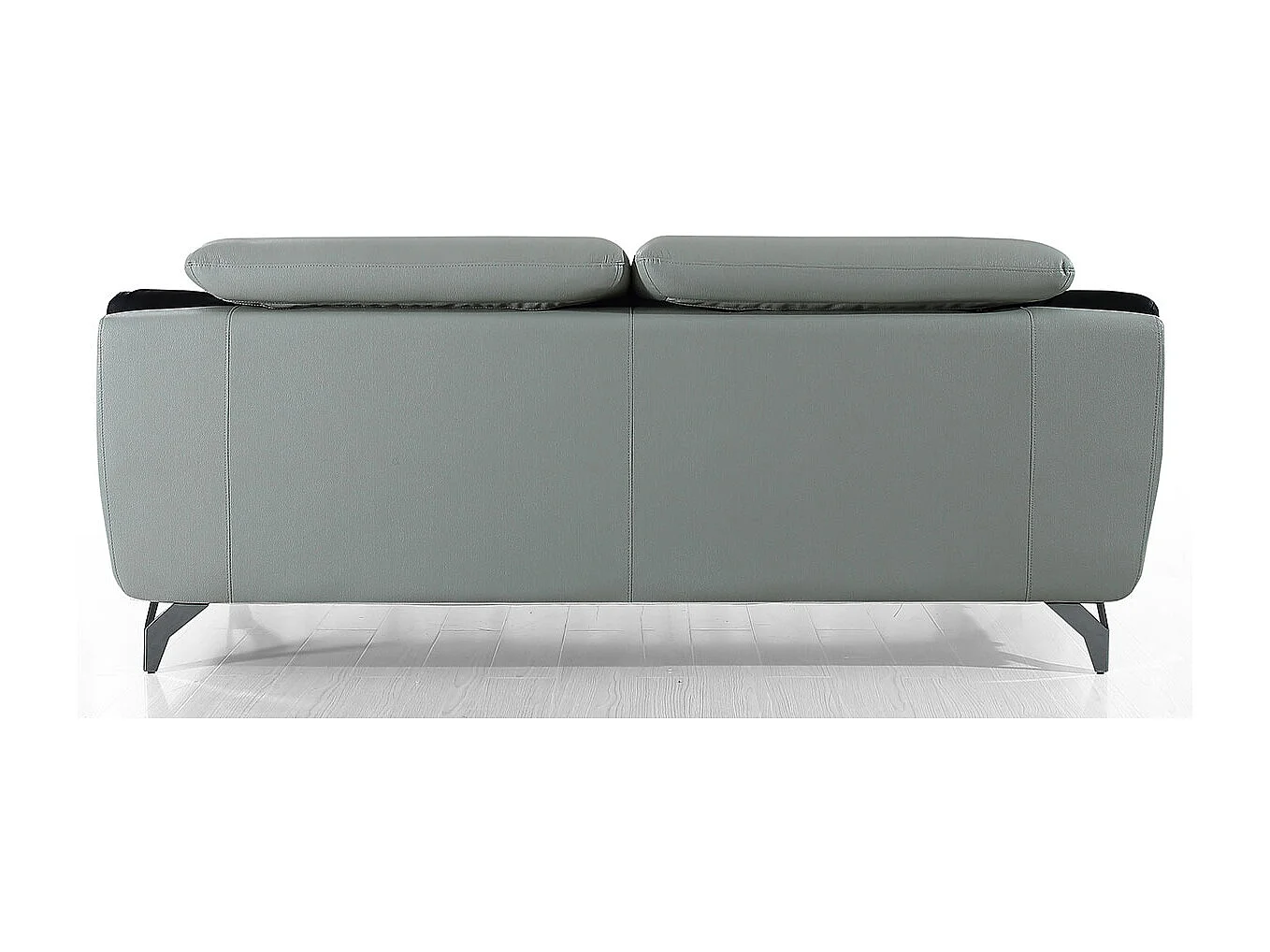 Canapé 3 places en cuir JUDE Gris perle - Angle Droit