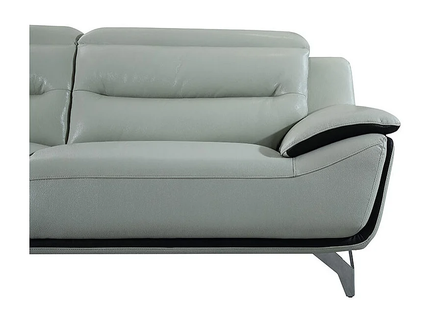 Canapé 3 places en cuir JUDE Gris perle - Angle Droit