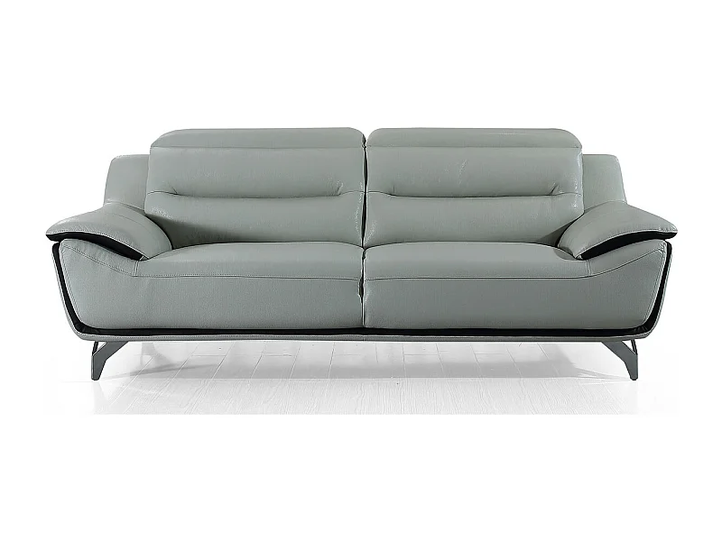 Canapé 3 places en cuir JUDE Gris perle - Angle Droit