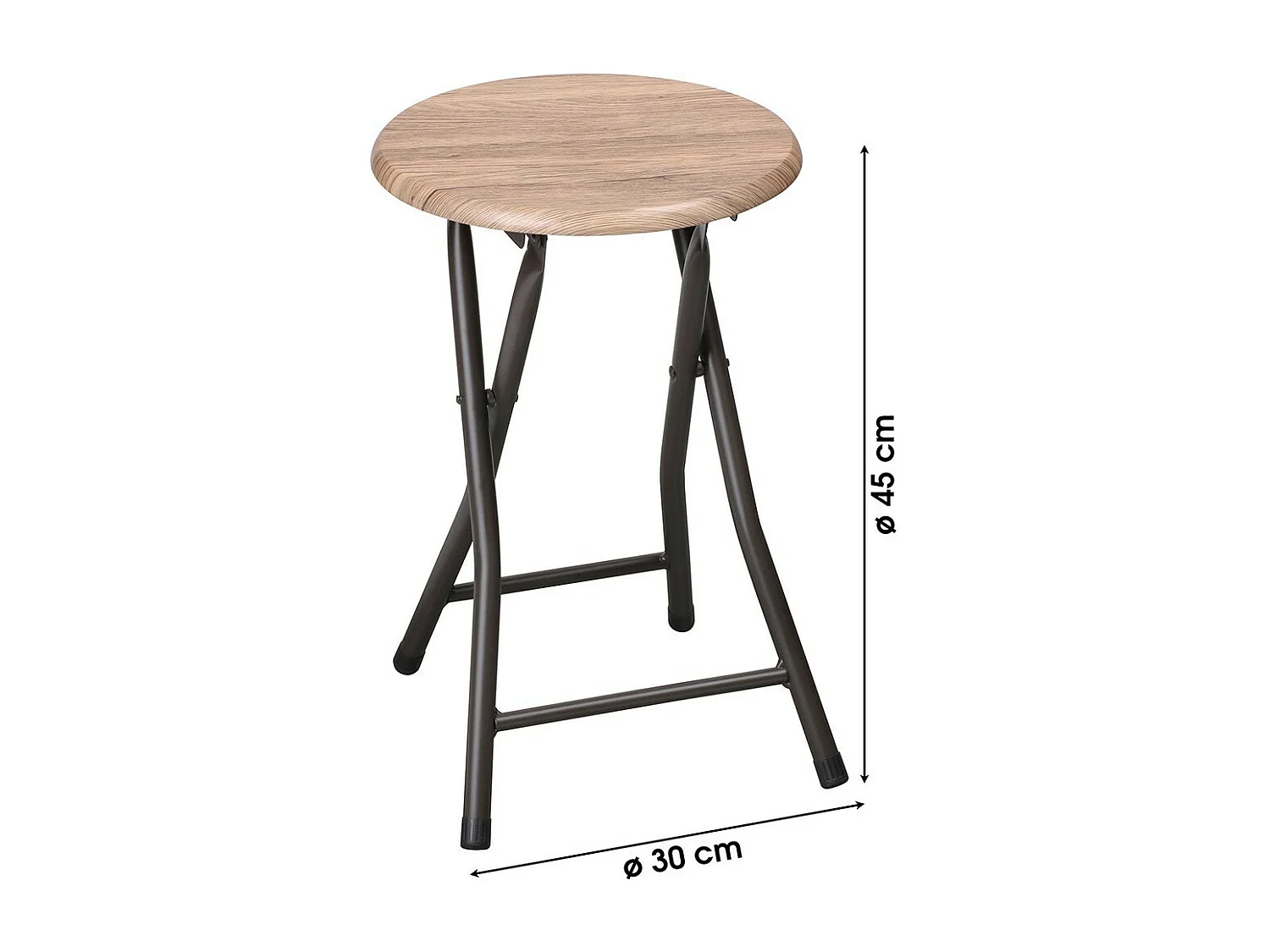 Set di 10 sgabelli pieghevoli collezione DARYL colore quercia e nero con struttura in metallo