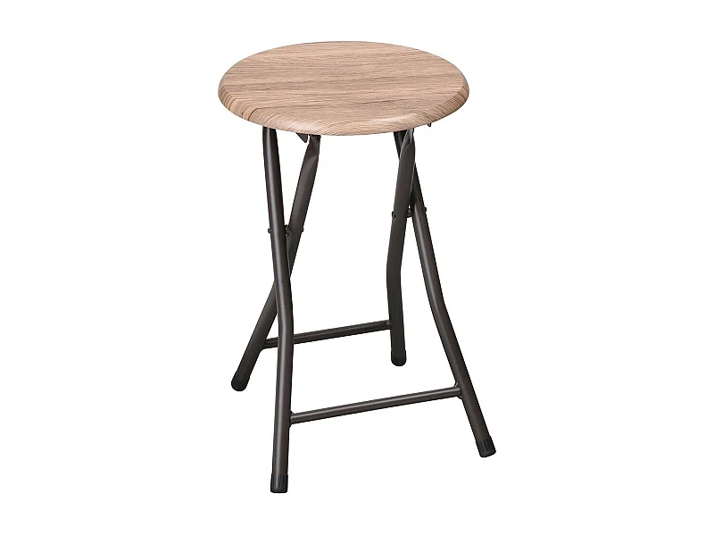 Set di 10 sgabelli pieghevoli collezione DARYL colore quercia e nero con struttura in metallo