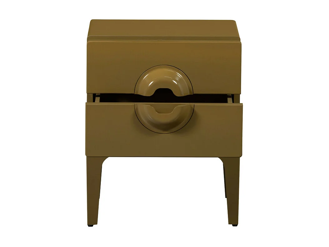 Merge - Table de chevet 2 tiroirs en bois et métal - Vert olive