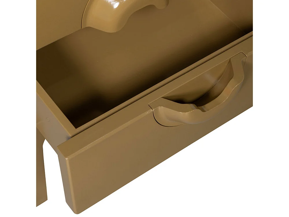 Merge - Table de chevet 2 tiroirs en bois et métal - Vert olive