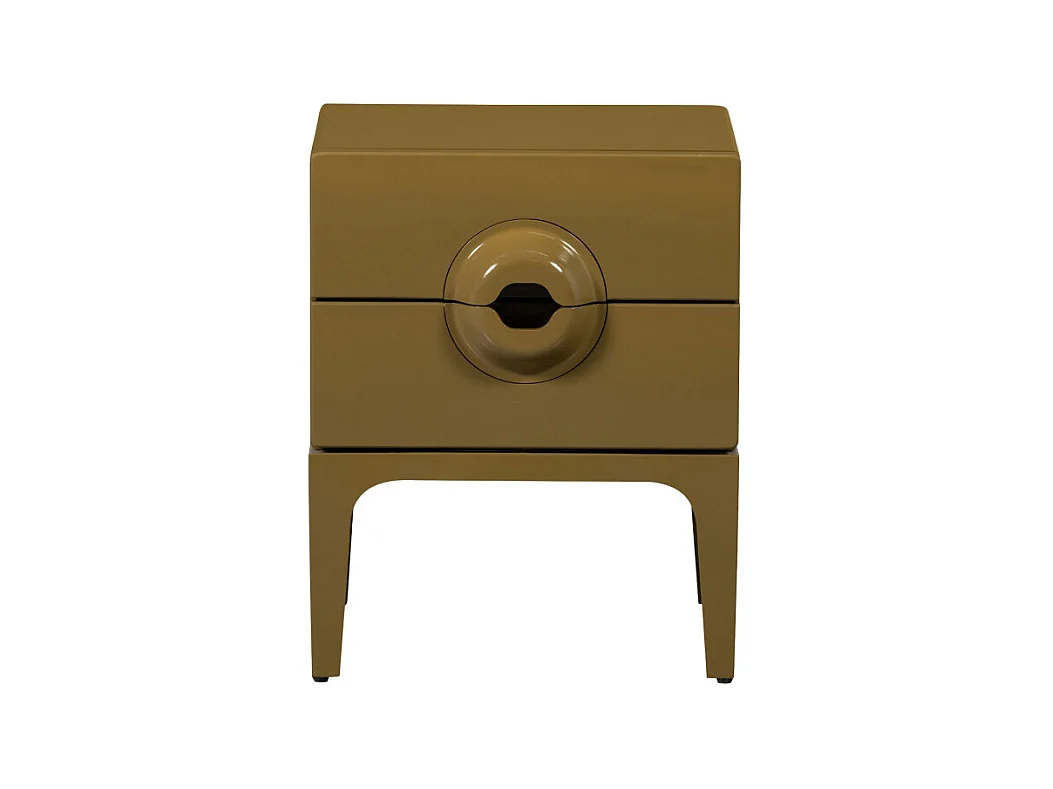 Merge - Table de chevet 2 tiroirs en bois et métal - Vert olive