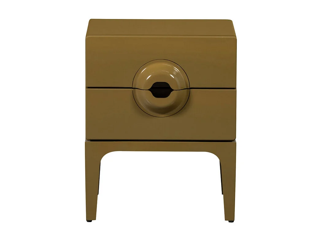 Merge - Table de chevet 2 tiroirs en bois et métal - Vert olive