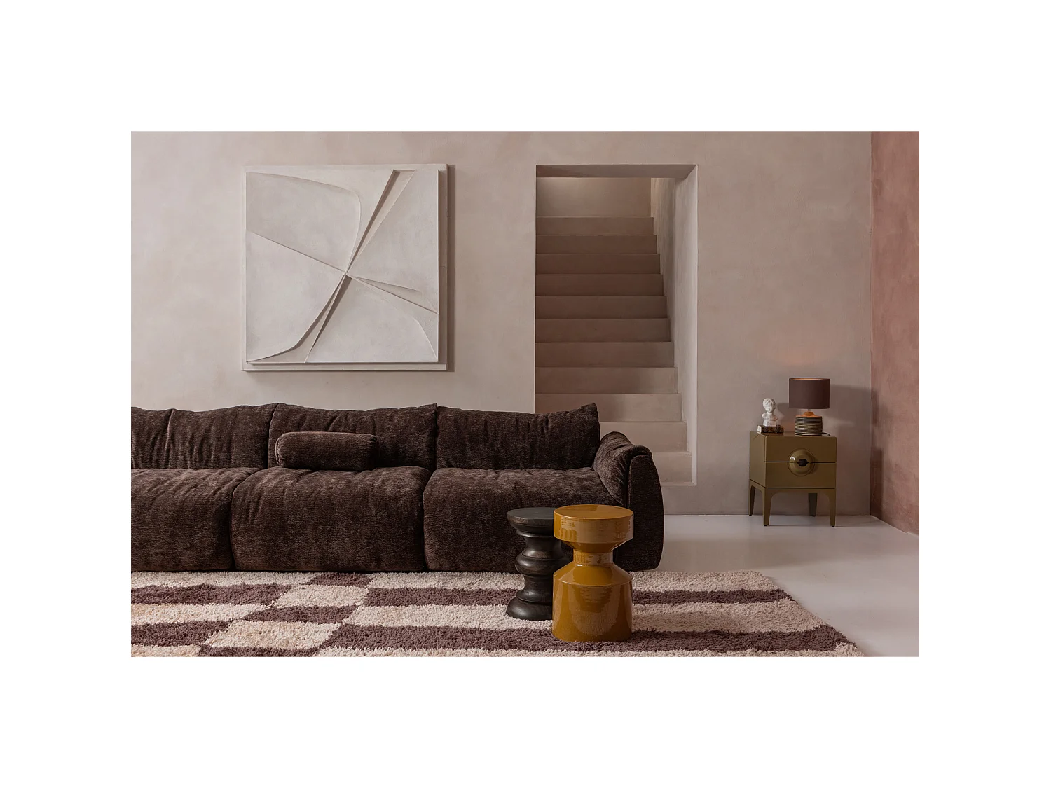 Table de chevet avec 2 tiroir en bois d'eucalyptus MERGE