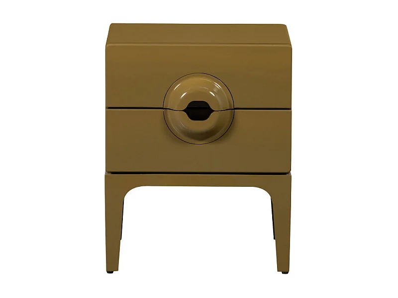 Merge - Table de chevet 2 tiroirs en bois et métal - Vert olive