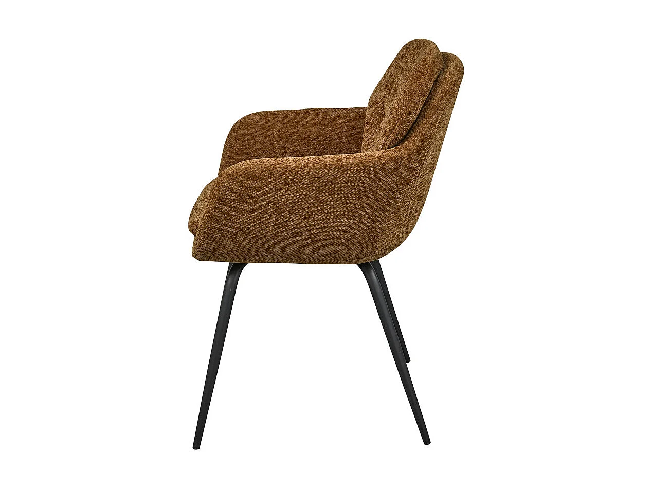 Runa - Lot de 2 fauteuils de table en tissu et métal - Caramel