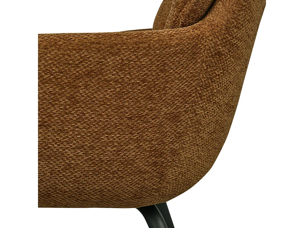 Runa - Lot de 2 fauteuils de table en tissu et métal - Caramel