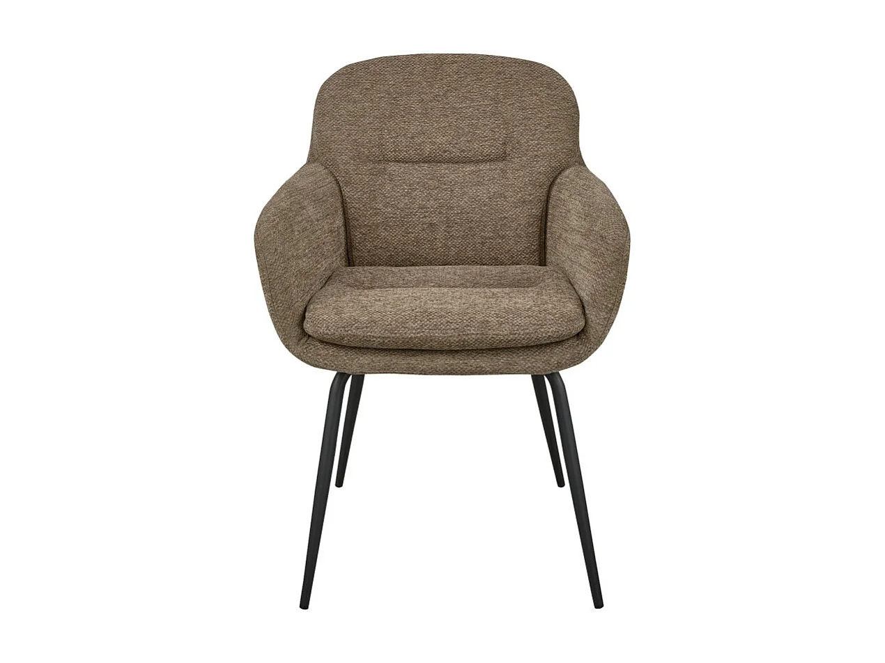 Runa - Lot de 2 fauteuils de table en tissu et métal - Taupe