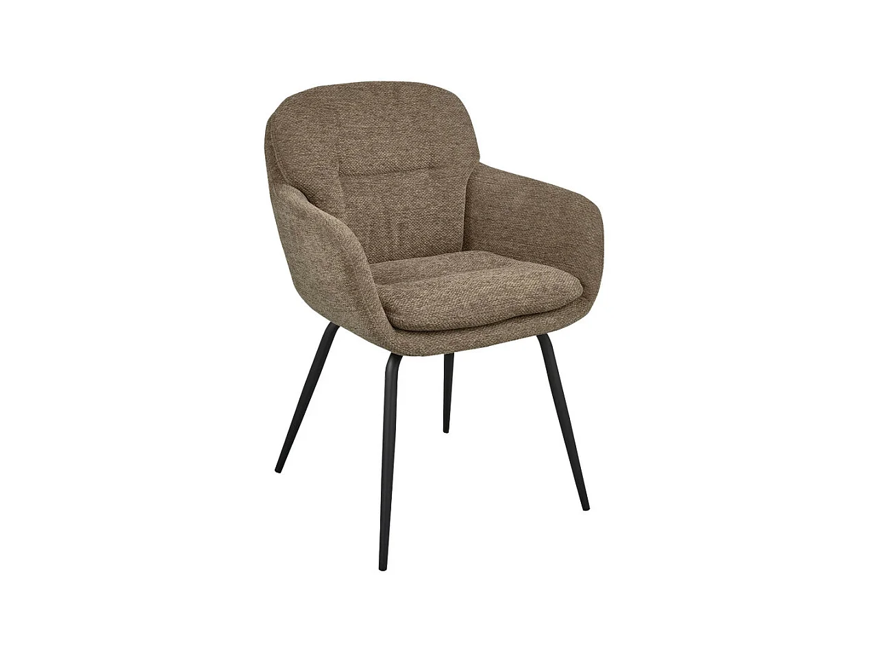 Runa - Lot de 2 fauteuils de table en tissu et métal - Taupe