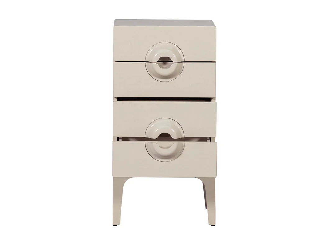 Merge - Petit meuble de rangement 4 tiroirs en bois et métal H89cm - Grège