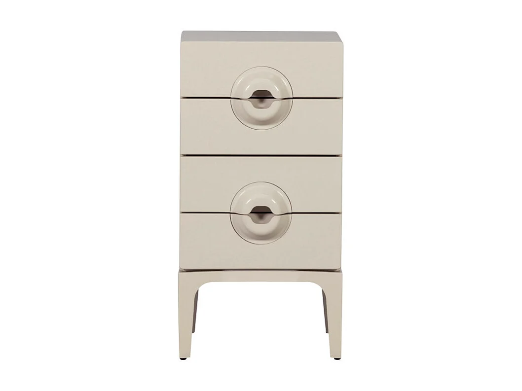 Merge - Petit meuble de rangement 4 tiroirs en bois et métal H89cm - Grège