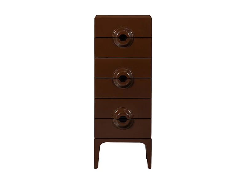 Merge - Petit meuble de rangement 6 tiroirs en bois et métal H120cm - Marron