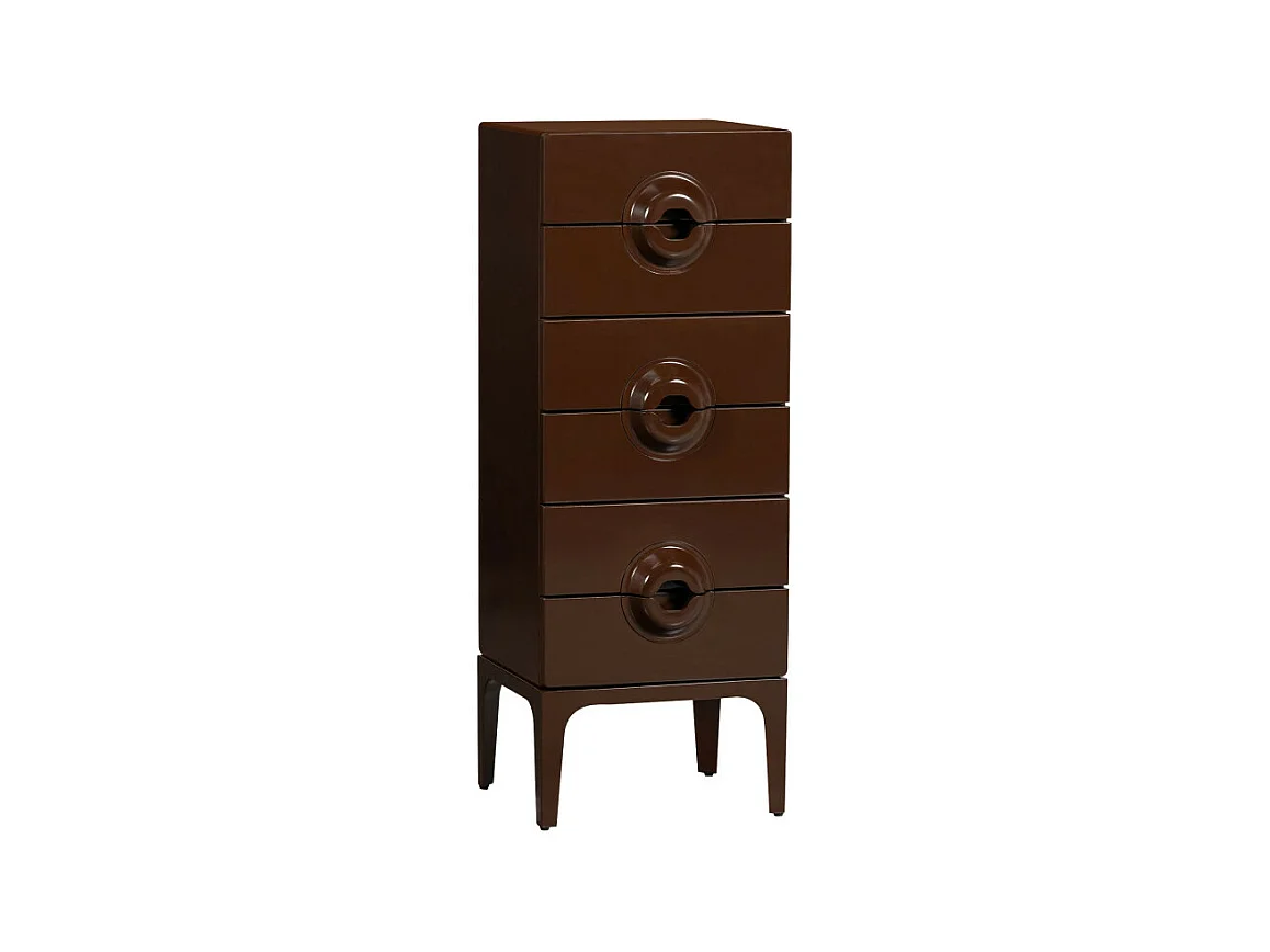 Merge - Petit meuble de rangement 6 tiroirs en bois et métal H120cm - Marron
