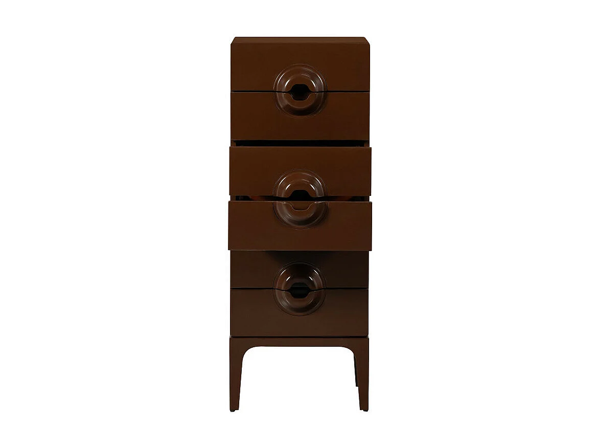 Merge - Petit meuble de rangement 6 tiroirs en bois et métal H120cm - Marron