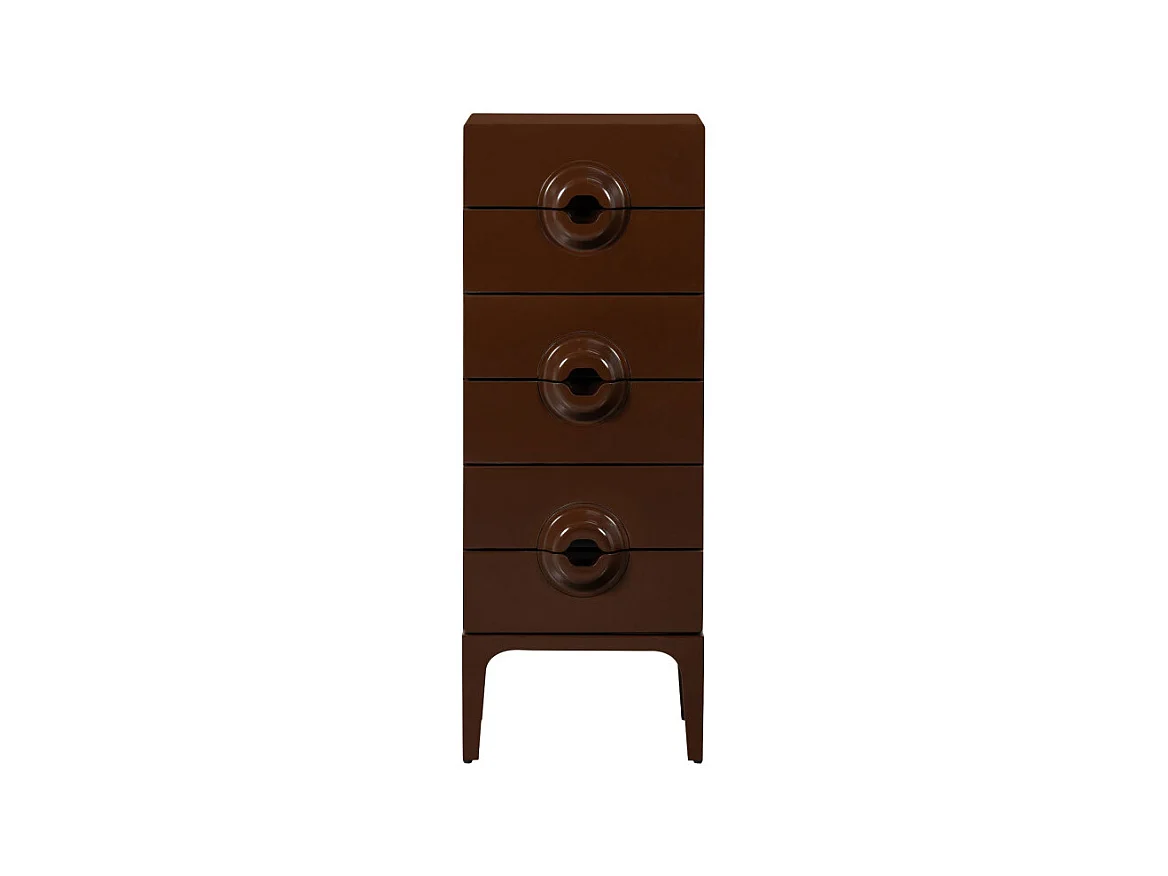 Merge - Petit meuble de rangement 6 tiroirs en bois et métal H120cm - Marron