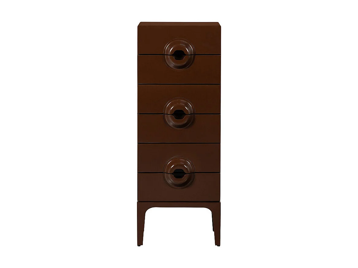 Merge - Petit meuble de rangement 6 tiroirs en bois et métal H120cm - Marron