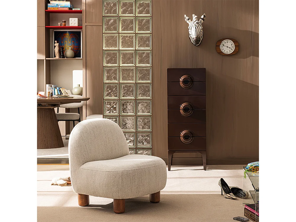 Merge - Petit meuble de rangement 6 tiroirs en bois et métal H120cm - Marron