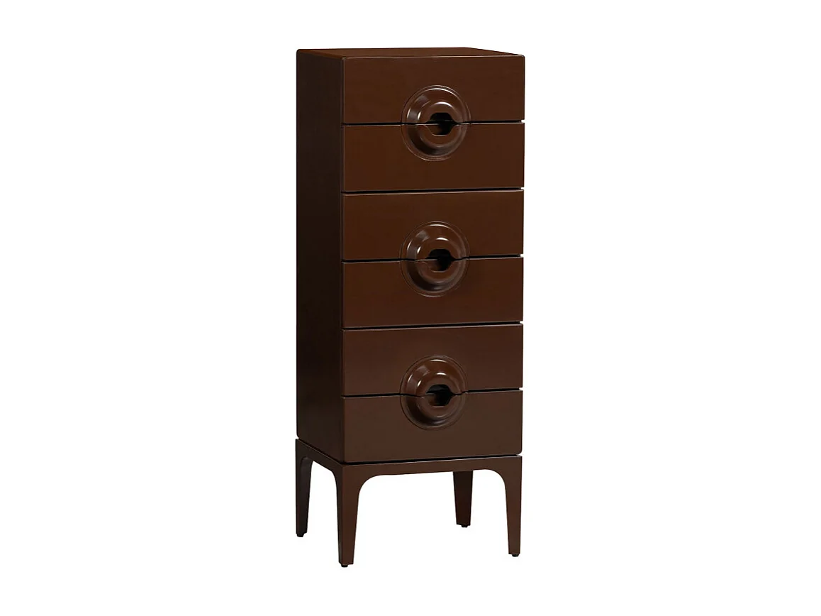 Merge - Petit meuble de rangement 6 tiroirs en bois et métal H120cm - Marron