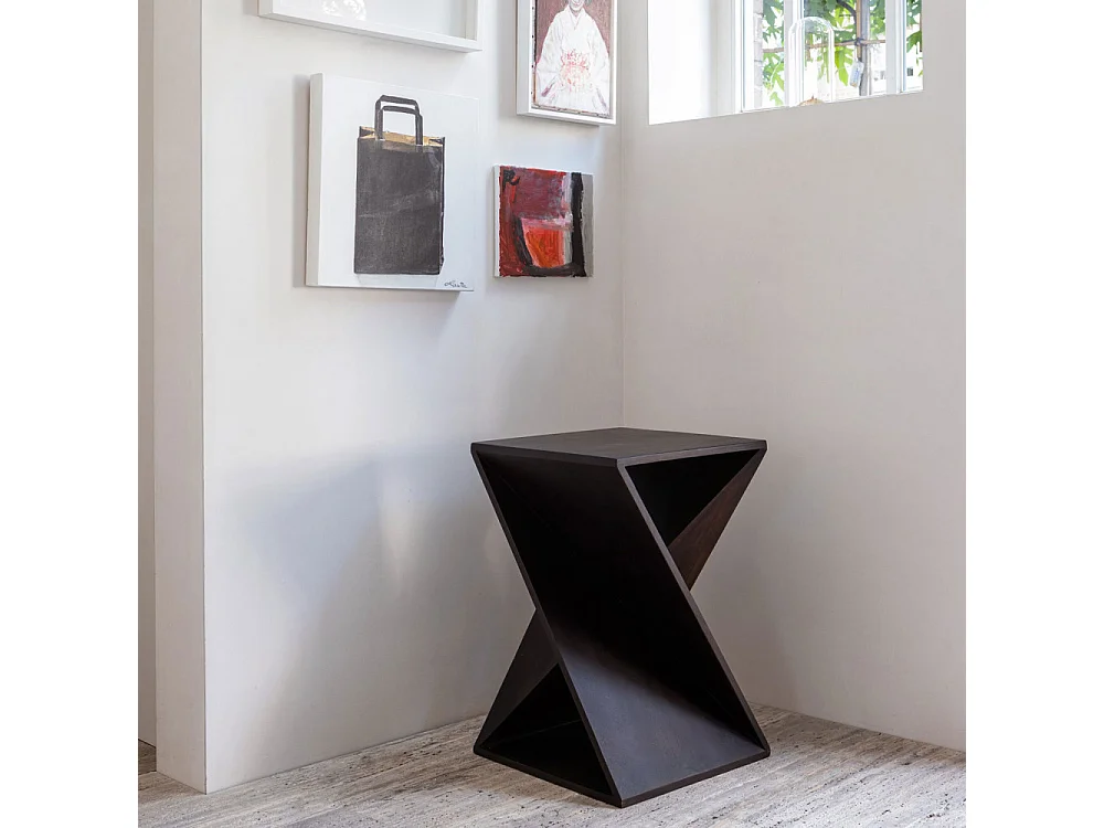 Ikem - Table d'appoint carrée en bois 41x41cm - Marron foncé