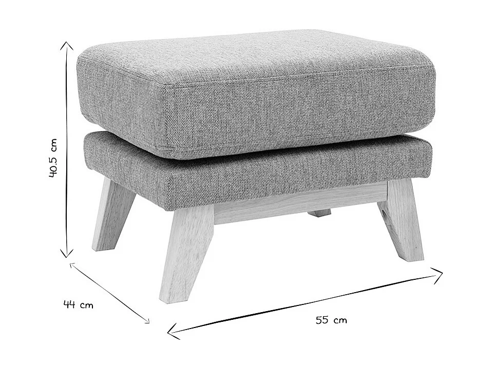 Pouf repose-pieds déhoussable scandinave en tissu effet velours texturé terracotta et bois clair OSLO