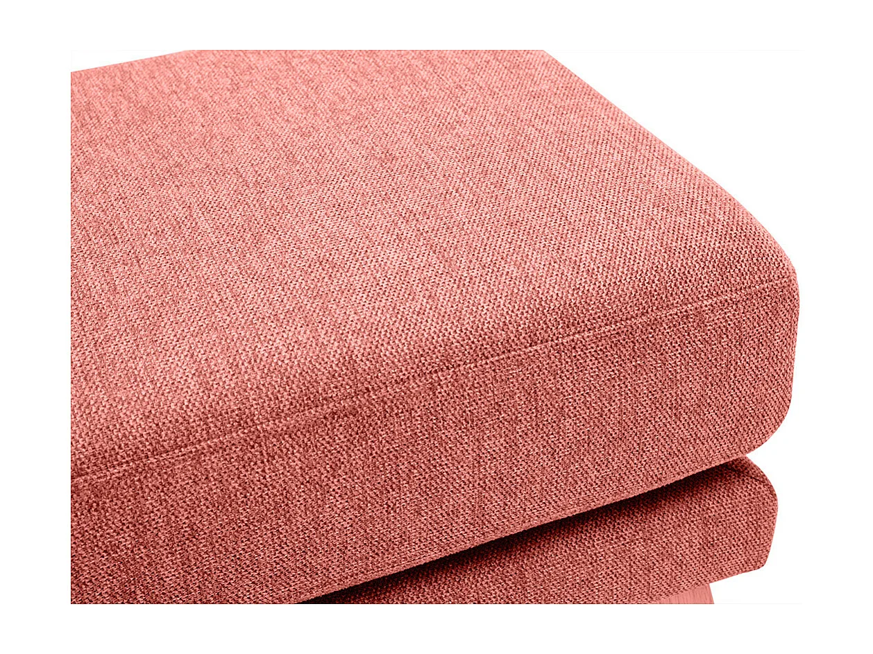 Pouf repose-pieds déhoussable scandinave en tissu effet velours texturé terracotta et bois clair OSLO