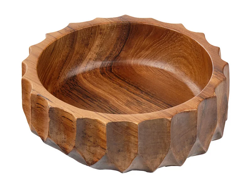 Bol / Vide poche rond D. 21 cm en bois de teck - SHARLA