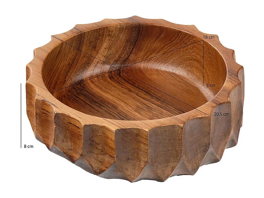 Bol / Vide poche rond D. 21 cm en bois de teck - SHARLA