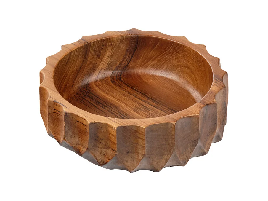 Bol / Vide poche rond D. 21 cm en bois de teck - SHARLA