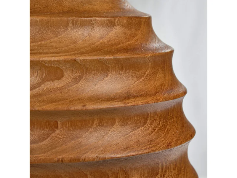 Vase décoratif ovale H. 26 cm en bois de teck massif - HIGGINS