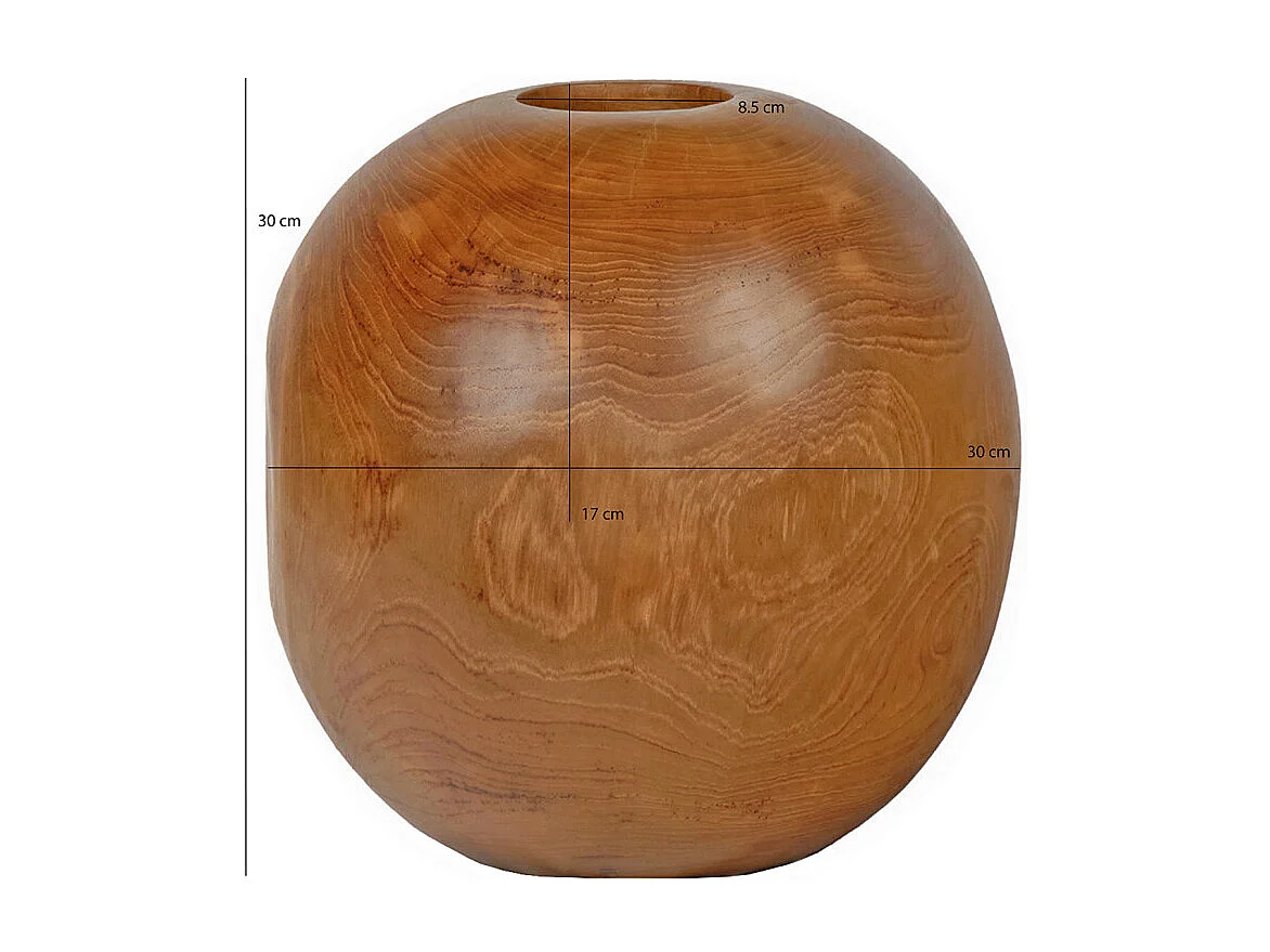 Vase décoratif rond D. 30 cm en bois de teck massif - LEODORE