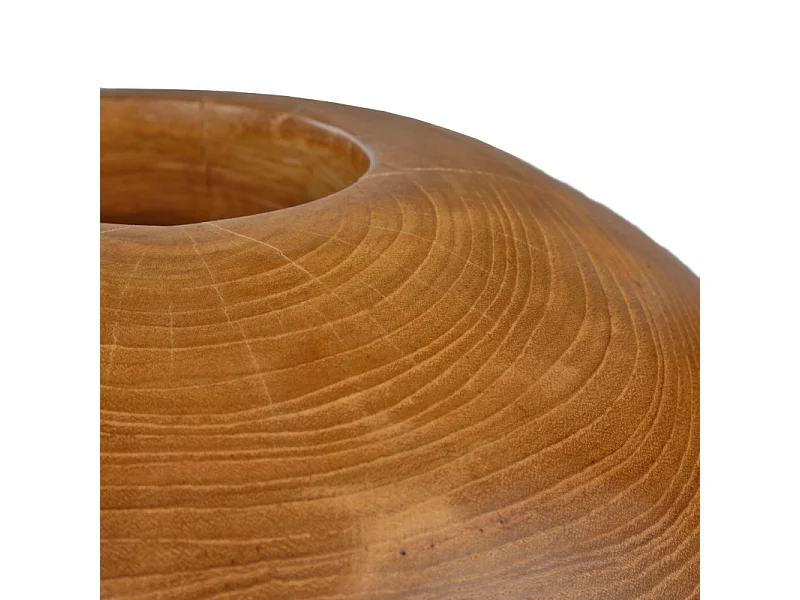 Vase décoratif rond D. 30 cm en bois de teck massif - LEODORE