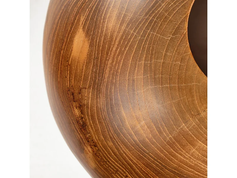 Vase décoratif rond D. 30 cm en bois de teck massif - LEODORE