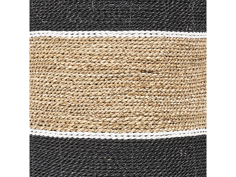 Grand panier rond D. 41 cm en jonc de mer et raphia - BOGO