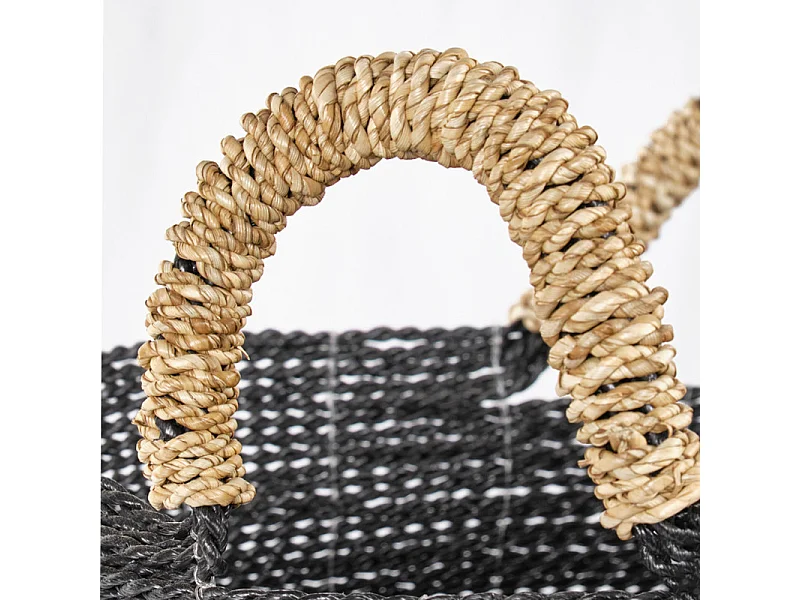 Panier rond D. 34 cm en jonc de mer et raphia - BOGO