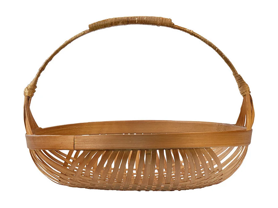 Corbeille / Panier rond D. 28 cm avec tressage en bambou - GIDEON
