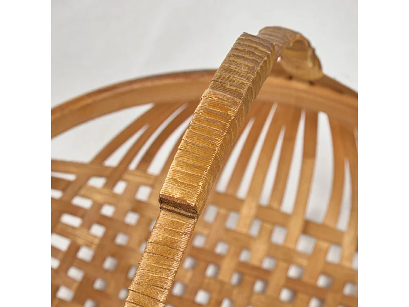 Corbeille / Panier rond D. 28 cm avec tressage en bambou - GIDEON