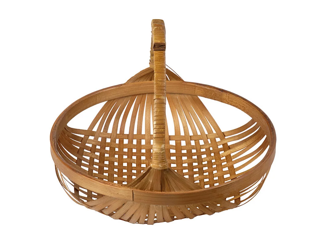 Corbeille / Panier rond D. 28 cm avec tressage en bambou - GIDEON