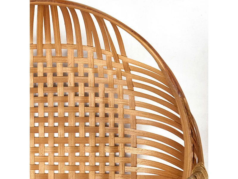 Corbeille / Panier rond D. 28 cm avec tressage en bambou - GIDEON