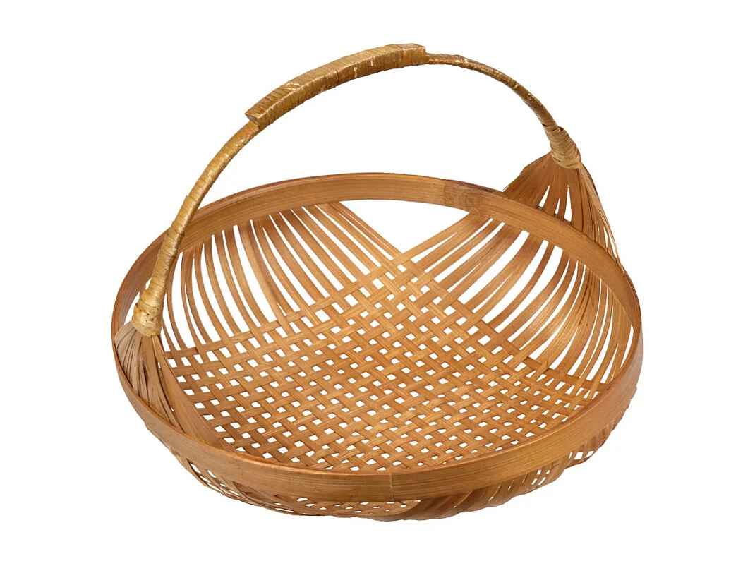 Corbeille / Panier rond D. 35 cm avec tressage en bambou - GIDEON