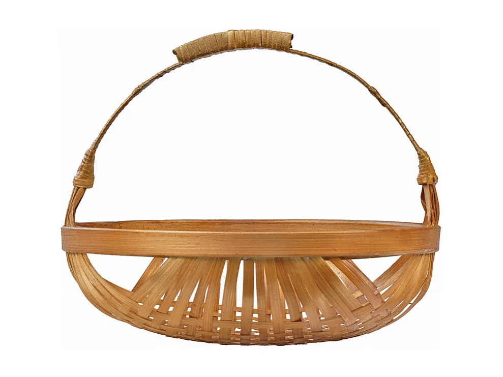 Corbeille / Panier rond D. 35 cm avec tressage en bambou - GIDEON