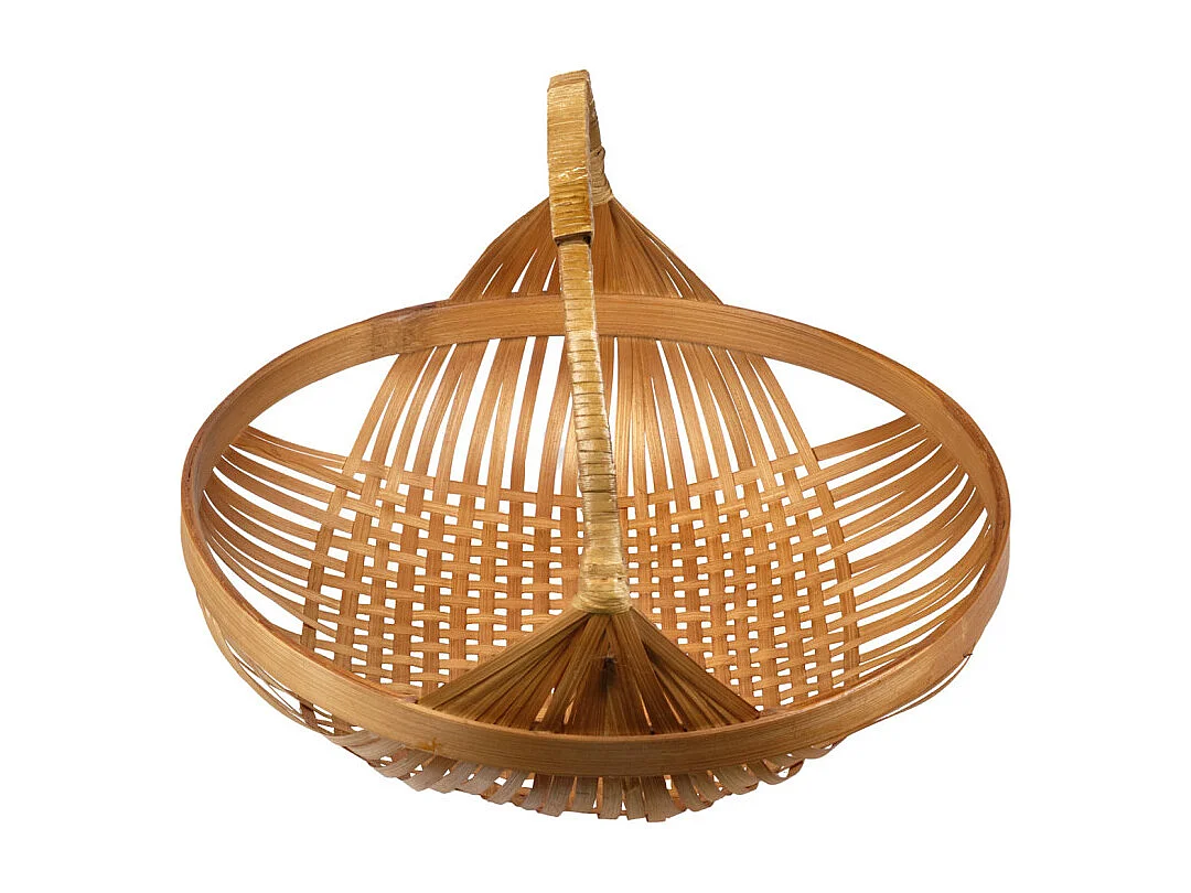 Corbeille / Panier rond D. 35 cm avec tressage en bambou - GIDEON