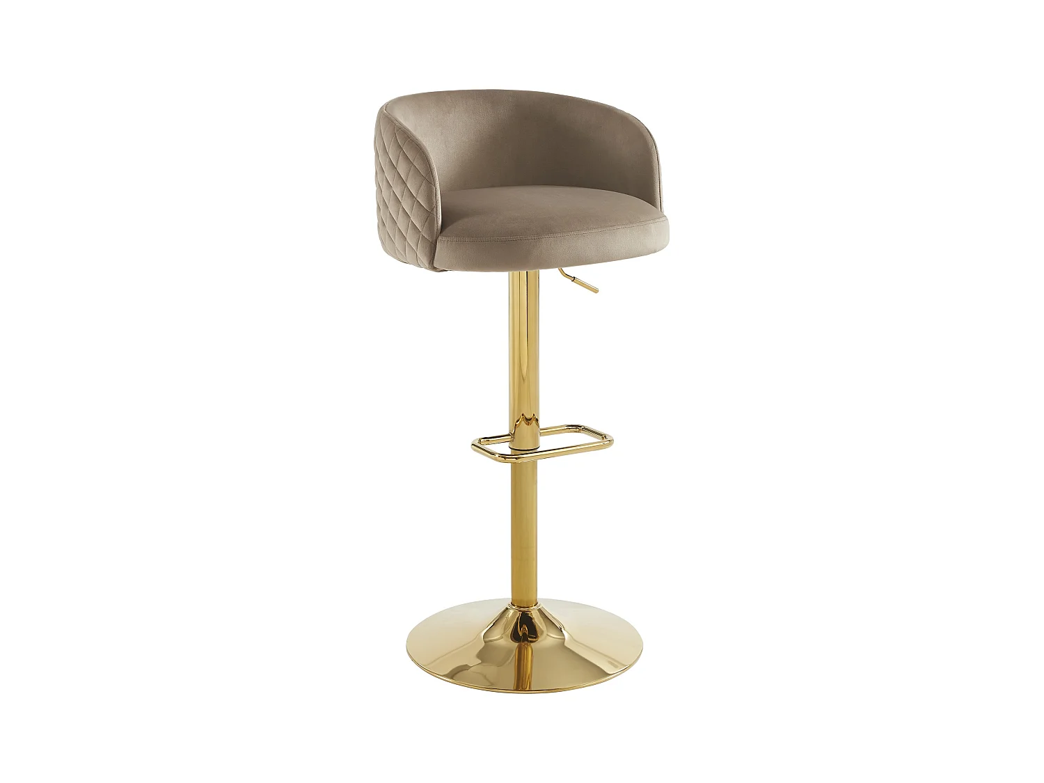 Barhocker 2er-Set höhenverstellbar - Samt & goldfarbenes Metall - Beige - PERLANITA von Pascal MORABITO